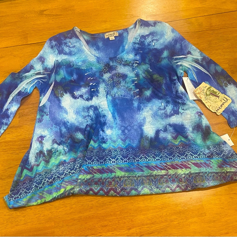 Beautiful multicolor top. New with tags. Size M